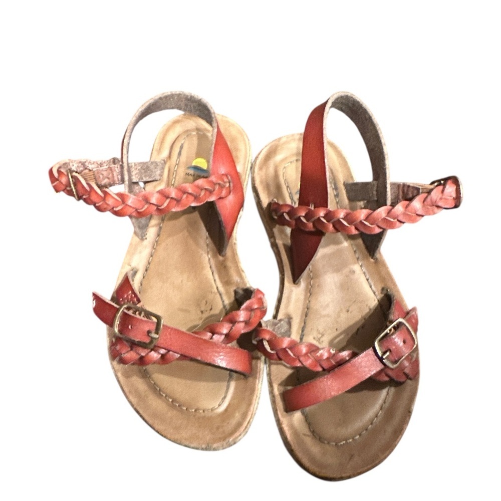 Red Braided Leather Sandals Toddler Girl Size 9